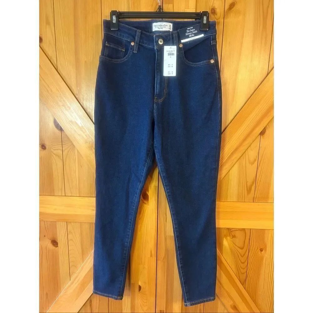 Abercrombie & Fitch The Super Skinny Ankle Dark Wash Jeans Size 28/6R NWT (5952)